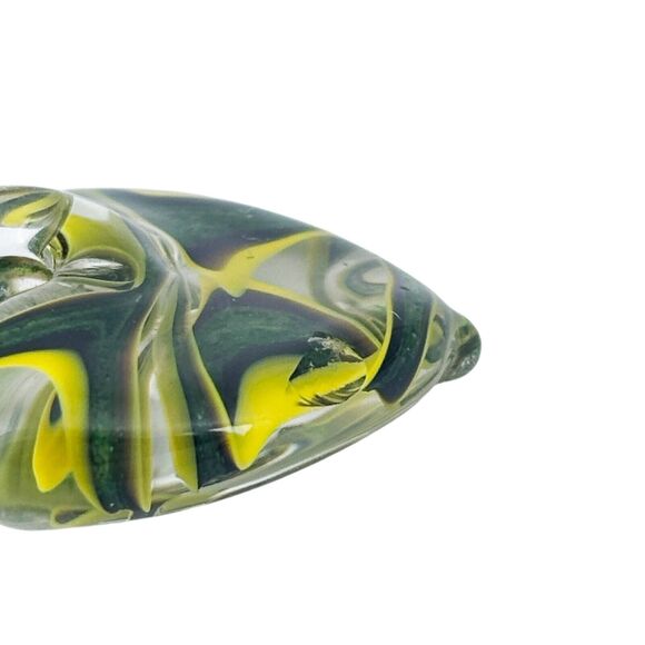 Handcrafted Green and Yellow Swirl Heart Shaped Glass Pendant - Picture 4 of 7